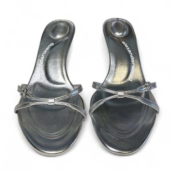 Alexander Wang Silver Lucienne 65 Strappy Slide 37.5 NWT - Picture 3 of 16